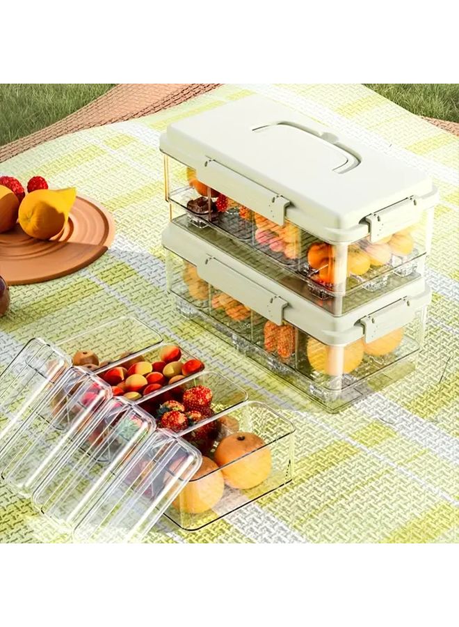 حاوية طعام بلاستيكية خالية من مادة BPA مع أقسام، قابلة للحمل والتكديس، مثالية للتخييم والنزهات والمنزل - Image 4